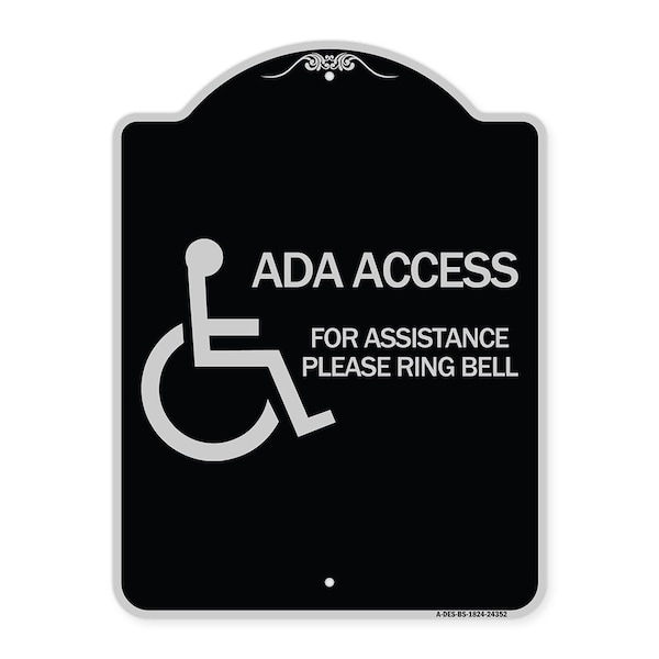 ADA Access for Assistance Ring Bell W/ New Isa Heavy-Gauge Aluminum Sign, 24" H, BS-1824-24352